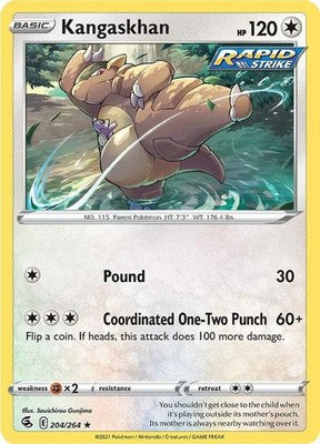 Kangaskhan 204/264 SWSH08: Fusion Strike Reverse Holofoil Pokémon TCG