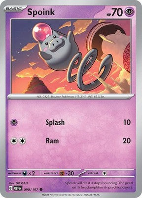 Spoink 090/197 SV03: Obsidian Flames Pokémon TCG