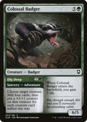 Colossal Badger // Dig Deep CLB 223 NM Magic: The Gathering