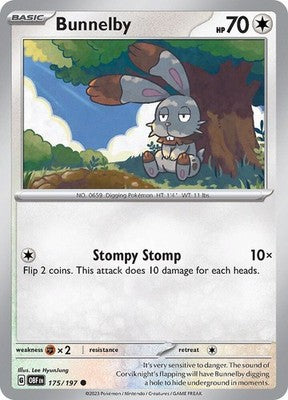 Bunnelby 175/197 SV03: Obsidian Flames Reverse Holofoil Pokémon TCG