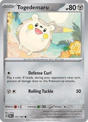 Togedemaru 151/197 SV03: Obsidian Flames Reverse Holofoil Pokémon TCG