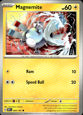 Magnemite Obsidian Flames 063/197 Common Pokémon — English Near Mint