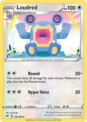 Loudred 136/185 SWSH04: Vivid Voltage Pokémon TCG