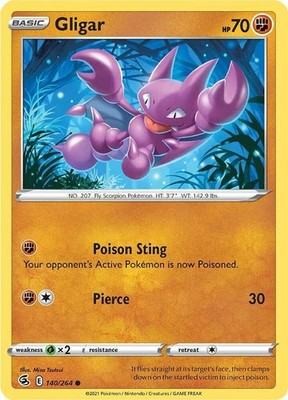 Gligar 140/264 SWSH08: Fusion Strike Reverse Holofoil Pokémon TCG