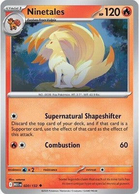 Ninetales 020/132 ME01: Mega Evolution Reverse Holofoil Pokémon TCG
