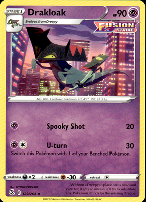 Drakloak Fusion Strike 129/264 Uncommon Pokémon — English Lightly Played