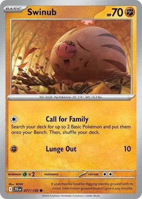 Swinub 077/159 SV09: Journey Together Reverse Holofoil Pokémon TCG