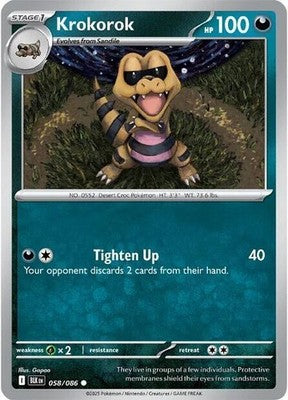 Krokorok 058/086 SV: Black Bolt Reverse Holofoil Pokémon TCG
