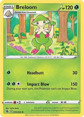 Breloom 005/264 SWSH08: Fusion Strike Reverse Holofoil Pokémon TCG