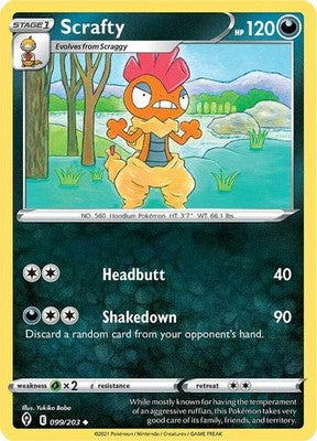 Scrafty 099/203 SWSH07: Evolving Skies Reverse Holofoil Pokémon TCG