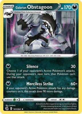 Galarian Obstagoon 161/264 SWSH08: Fusion Strike Reverse Holofoil Pokémon TCG