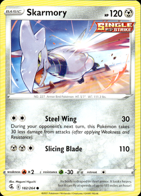Skarmory Fusion Strike 182/264 Common Pokémon — English Lightly Played