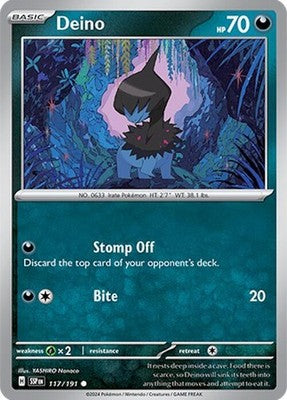 Deino 117/191 SV08: Surging Sparks Reverse Holofoil Pokémon TCG