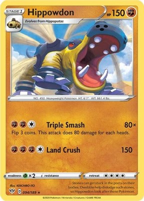 Hippowdon 094/189 SWSH03: Darkness Ablaze Pokémon TCG