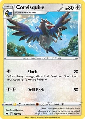 Corvisquire 151/202 SWSH01: Sword & Shield Base Set Pokémon TCG