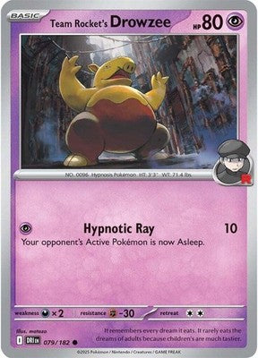 Team Rocket's Drowzee 079/182 SV10: Destined Rivals Reverse Holofoil Pokémon TCG