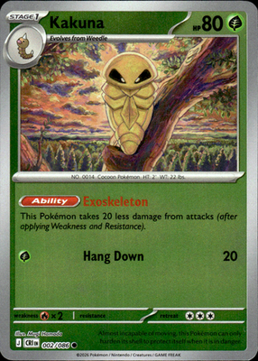 Kakuna Chaos Rising 002/086 Common Reverse Holo Pokémon — English Near Mint