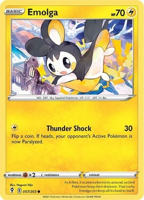 Emolga 057/203 SWSH07: Evolving Skies Reverse Holofoil Pokémon TCG