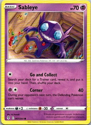 Sableye 067/203 Common Evolving Skies Pokemon Near Mint