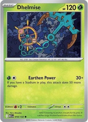 Dhelmise 018/132 ME01: Mega Evolution Reverse Holofoil Pokémon TCG