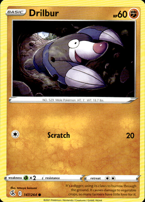 Drilbur Fusion Strike 147/264 Common Pokémon — English Lightly Played