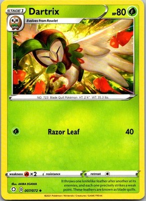 Dartrix 007/072 Uncommon Shining Fates Pokemon Lightly Played