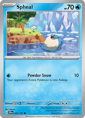 Spheal 043/191 SV08: Surging Sparks Reverse Holofoil Pokémon TCG