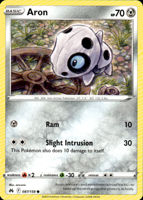 Aron Crown Zenith 087/159 Common Pokémon — English Lightly Played