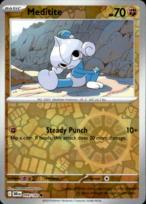Meditite Destined Rivals 099/182 Common Reverse Holo Pokémon — English Near Mint
