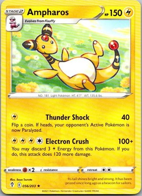 Ampharos 056/203 Rare Evolving Skies Pokemon Near Mint