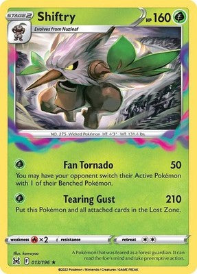 Shiftry 013/196 SWSH11: Lost Origin Holofoil Pokémon TCG