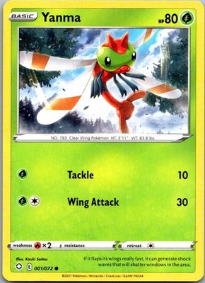 Yanma 001/072 Common Shining Fates Pokemon Lightly Played