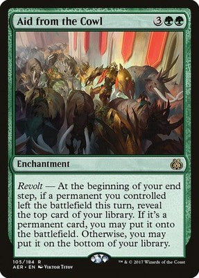 Aid from the Cowl AER 105 NM Magic: The Gathering