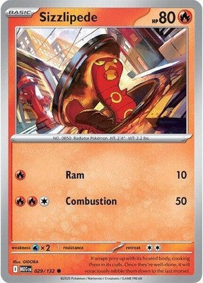 Sizzlipede 029/132 ME01: Mega Evolution Reverse Holofoil Pokémon TCG
