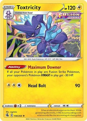 Toxtricity (108) 108/264 SWSH08: Fusion Strike Holofoil Pokémon TCG