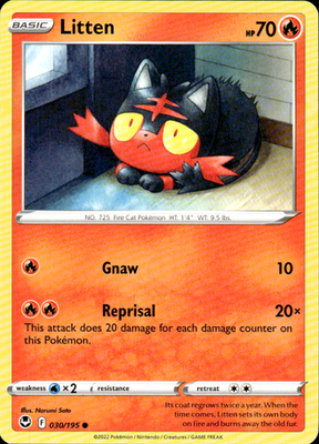 Litten Silver Tempest 030/195 Common Pokémon — English Near Mint