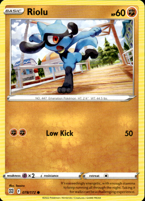 Riolu Brilliant Stars 078/172 Common Pokémon — English Near Mint