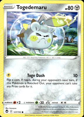 Togedemaru Silver Tempest 127/195 Common Pokémon — English Lightly Played