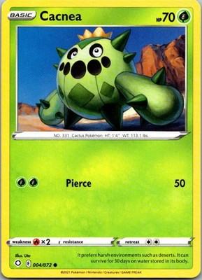 Cacnea 004/072 Common Shining Fates Pokemon Lightly Played