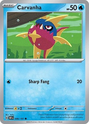Carvanha 046/197 SV03: Obsidian Flames Pokémon TCG