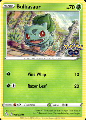 Bulbasaur Pokemon GO 001/078 Common Pokémon — English Near Mint