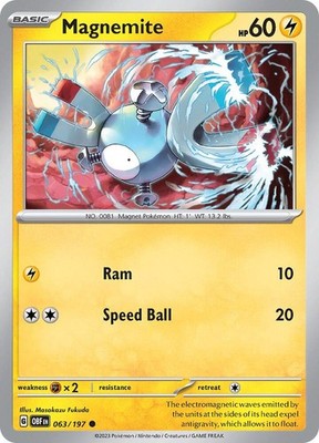 Magnemite 063/197 SV03: Obsidian Flames Reverse Holofoil Pokémon TCG
