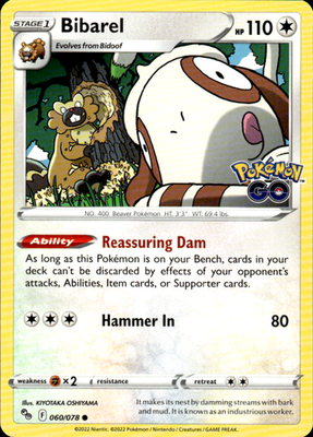 Bibarel Pokemon GO 060/078 Common Pokémon — English Lightly Played