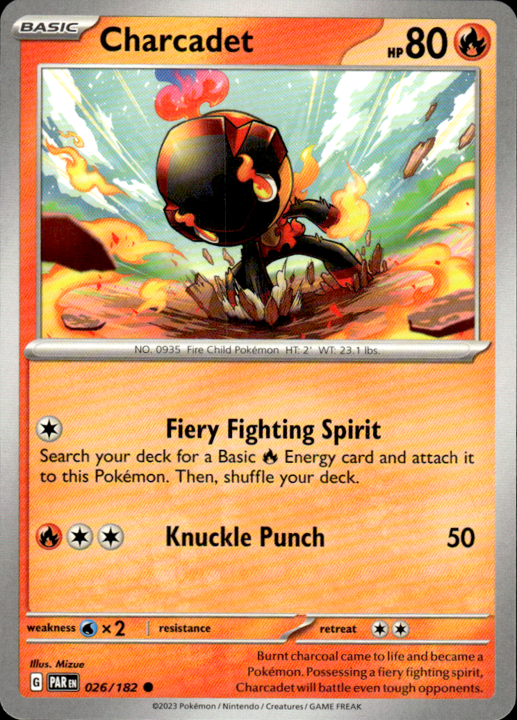 Charcadet Paradox Rift 026/182 Common Pokémon — English Near Mint