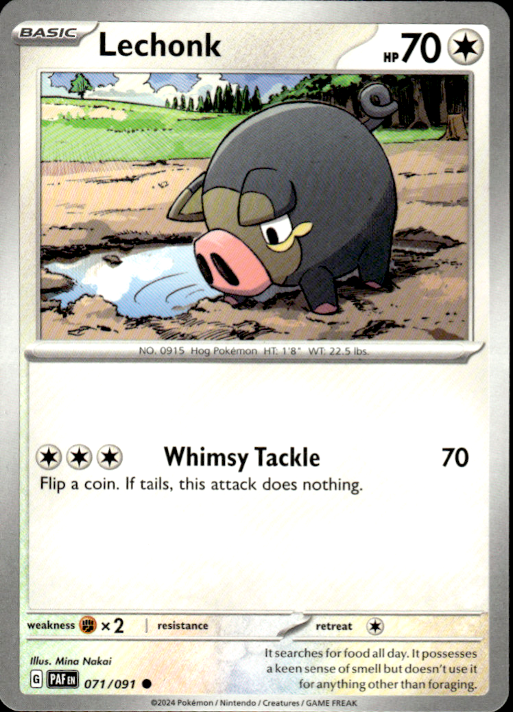 Lechonk Paldean Fates 071/091 Common Pokémon — English Near Mint