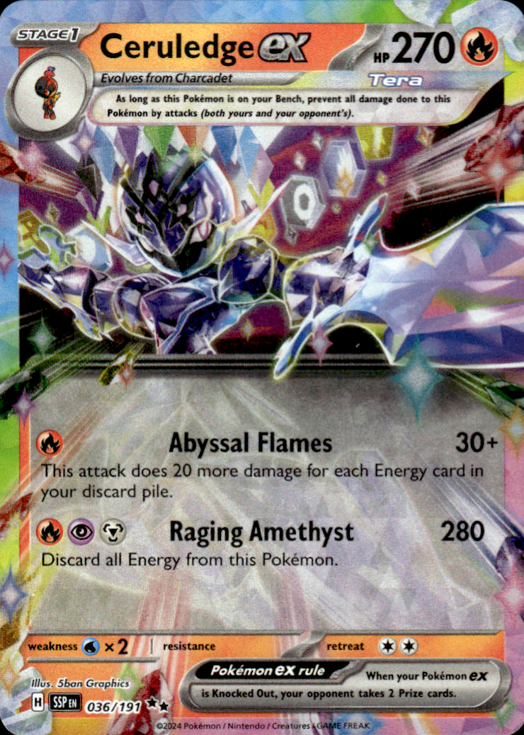 Ceruledge ex Surging Sparks 036/191 Double Rare Holo Pokémon — English Near Mint