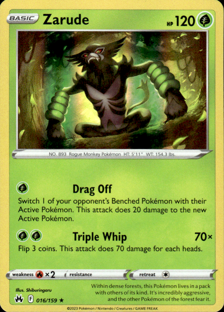 Zarude Crown Zenith 016/159 Holo Rare Holo Pokémon — English Near Mint