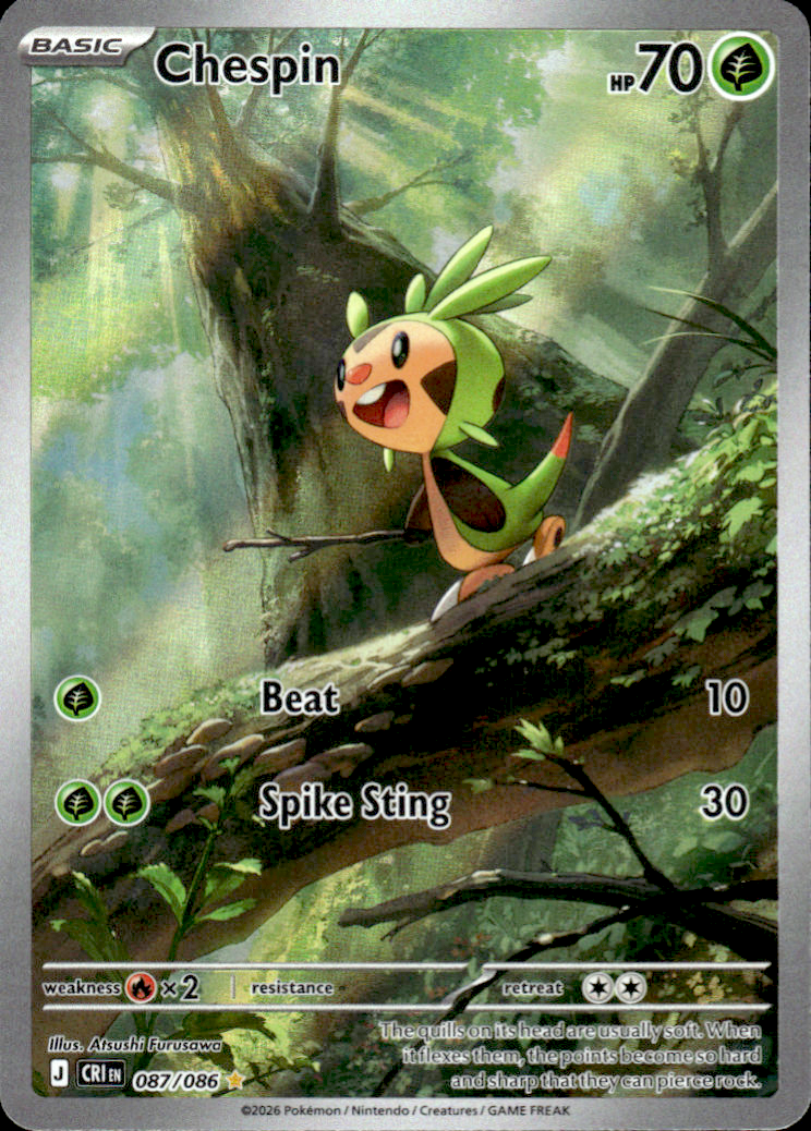 Chespin Chaos Rising 087/086 Illustration Rare Holo Pokémon — English Near Mint