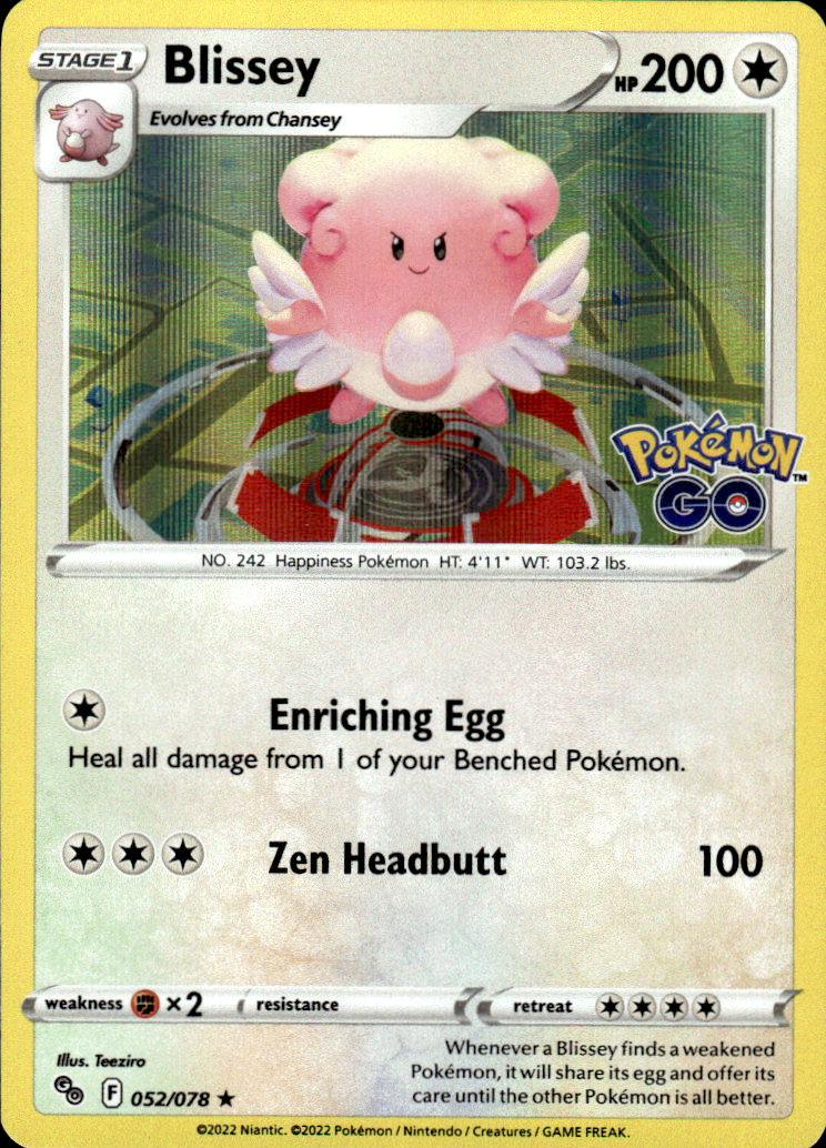 Blissey Pokemon GO 052/078 Holo Rare Holo Pokémon — English Near Mint