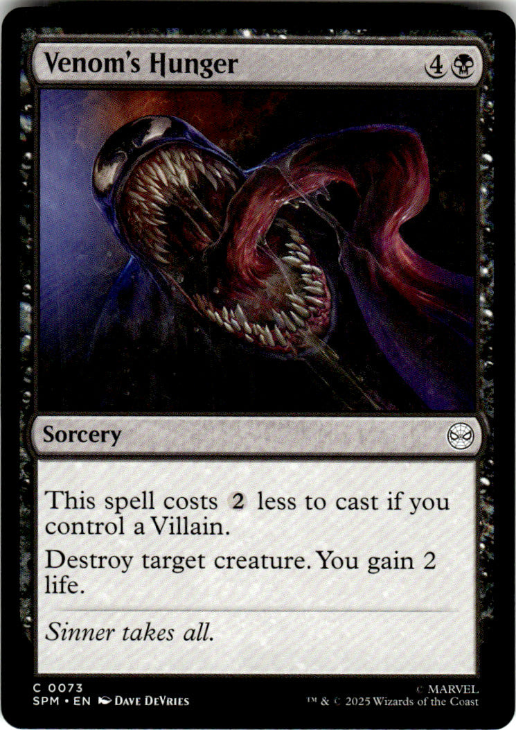 Venom's Hunger Marvel's Spider-Man 73 C Magic: The Gathering Near Mint